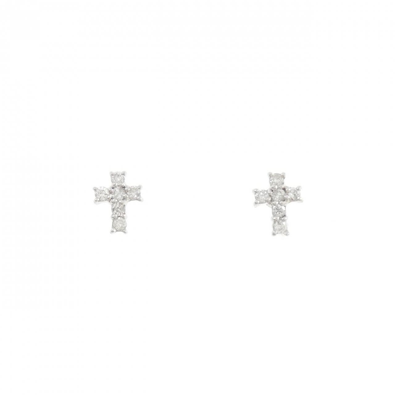 PT/PT900 クロス ダイヤモンド ピアス 0.12CT