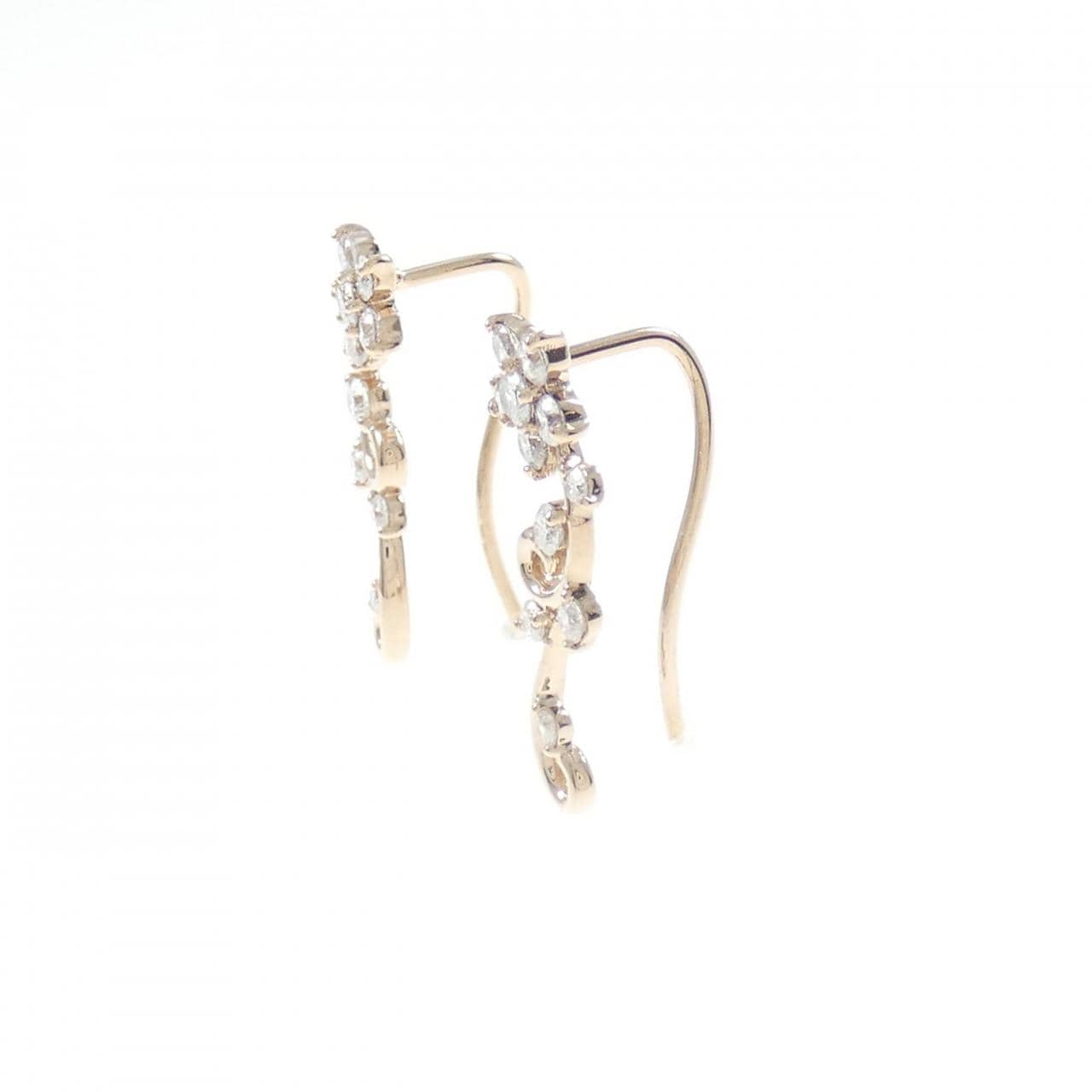 K18PG 花形鑽石耳環 0.50CT