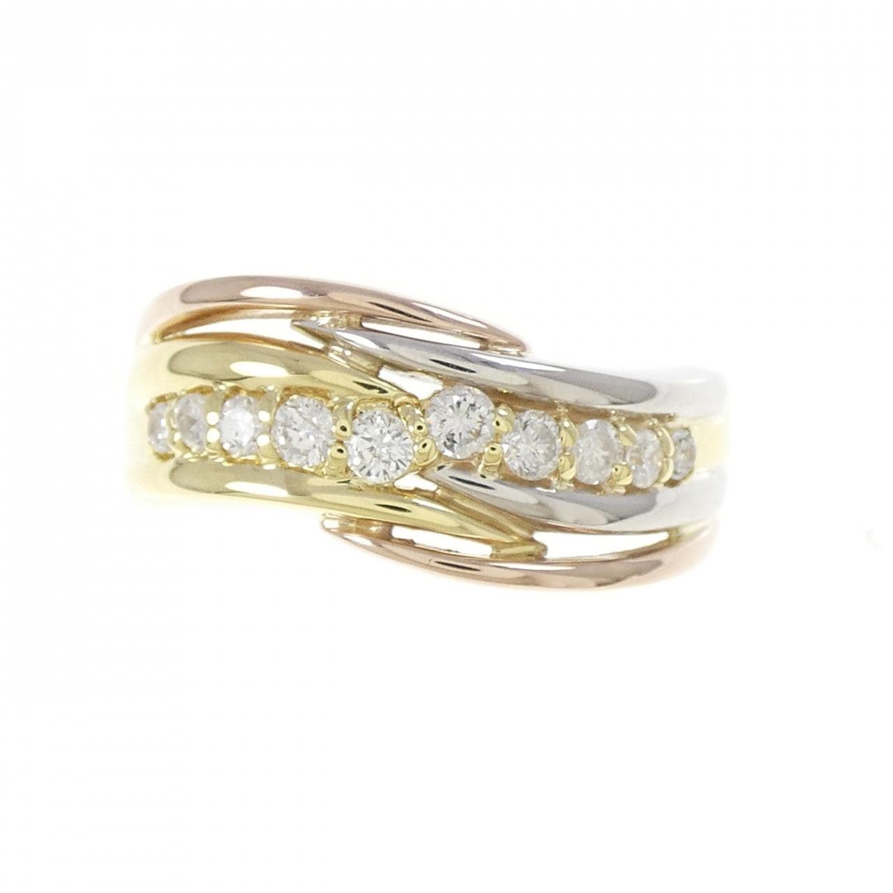 K18YG/PT900/K18PG ダイヤモンド リング 0.30CT