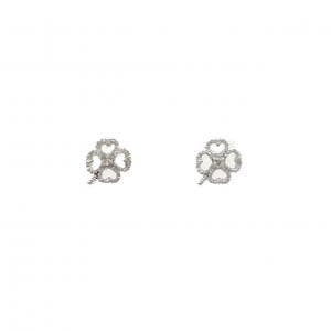 K18WG クローバー ダイヤモンド ピアス 0.02CT