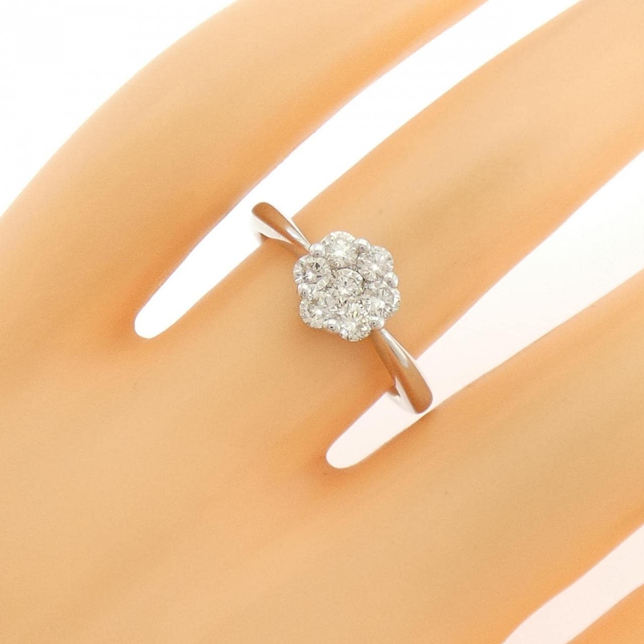 K18WG flower Diamond ring 0.51CT