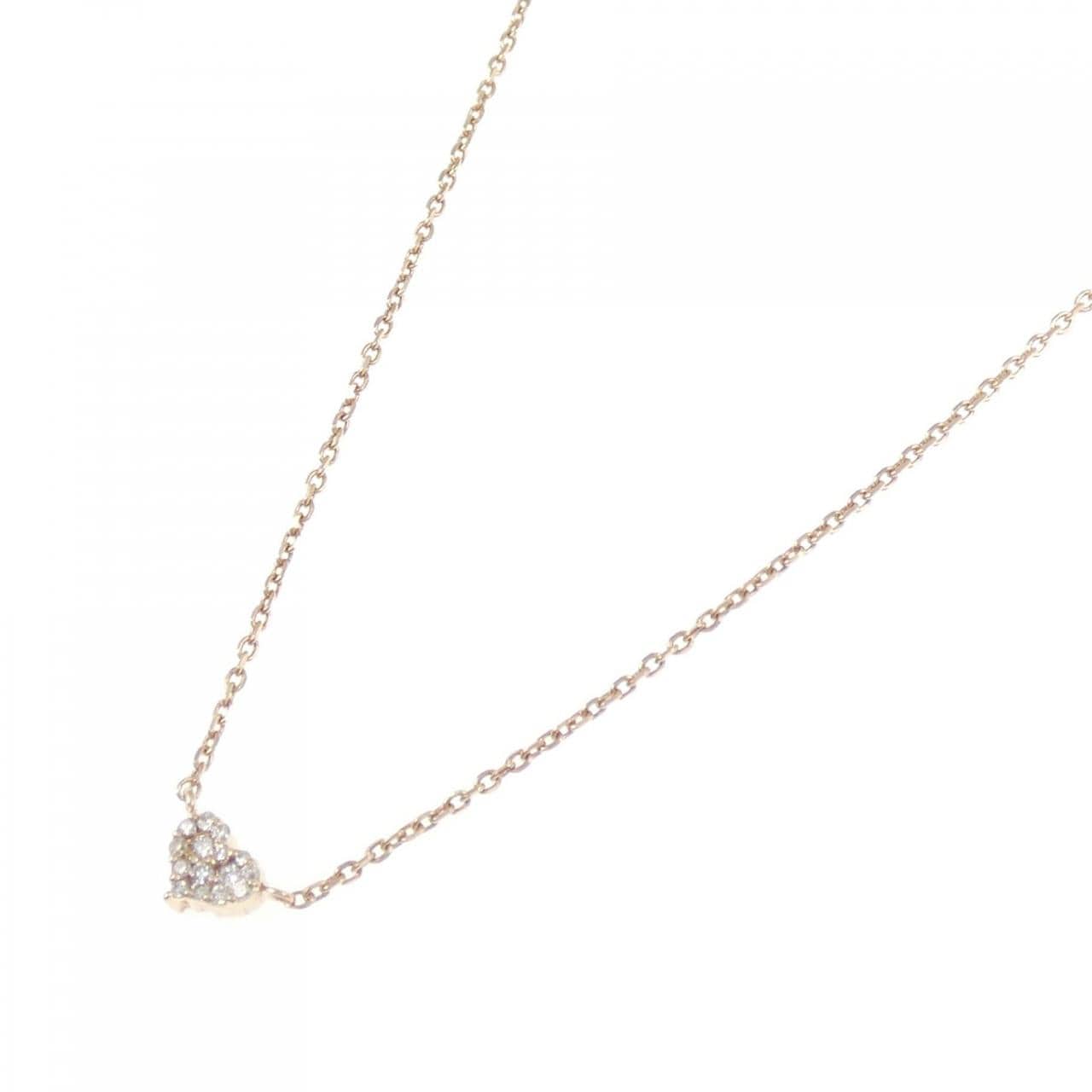 K10PG ハート ダイヤモンド ネックレス