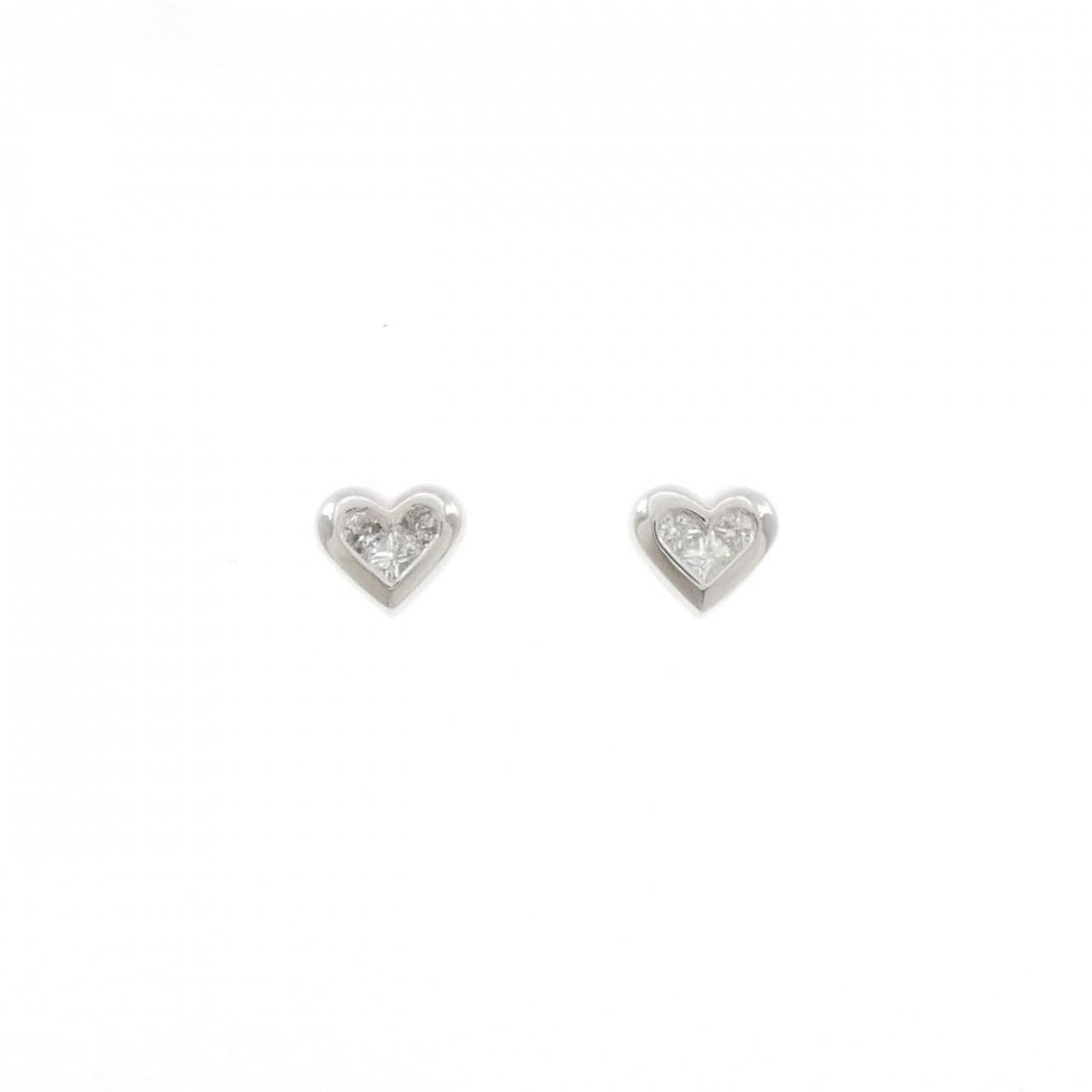 K18WG ハート ダイヤモンド ピアス