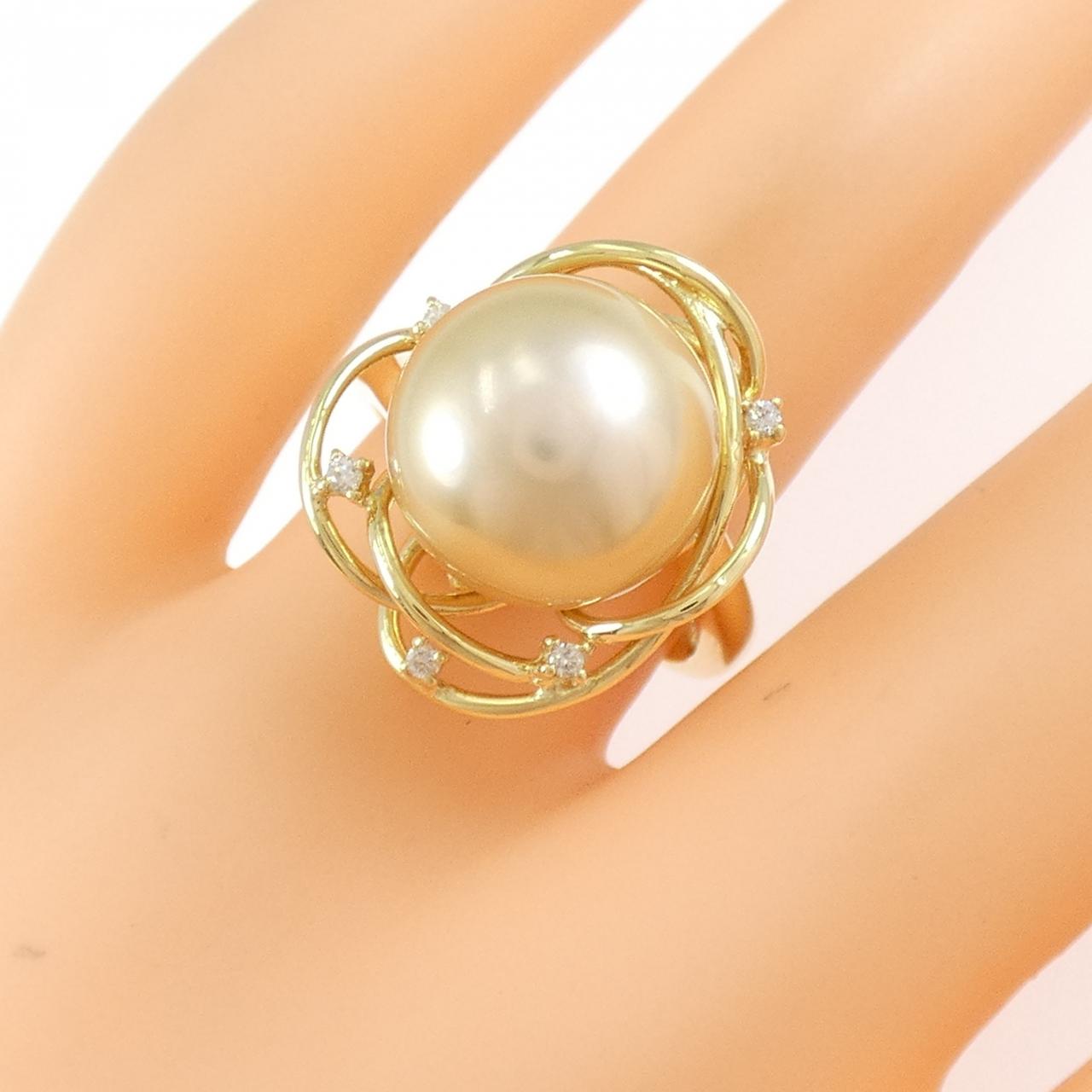 K18YG White Butterfly Pearl ring 12.3mm