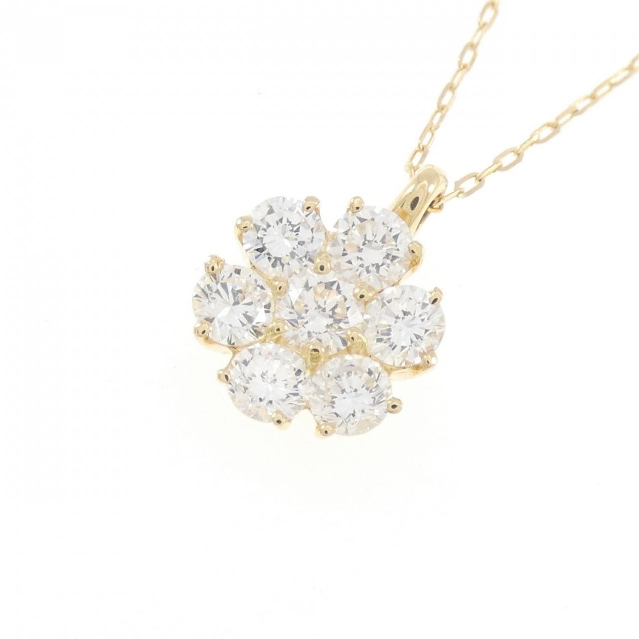 K18YG フラワー ダイヤモンド ネックレス 1.00CT