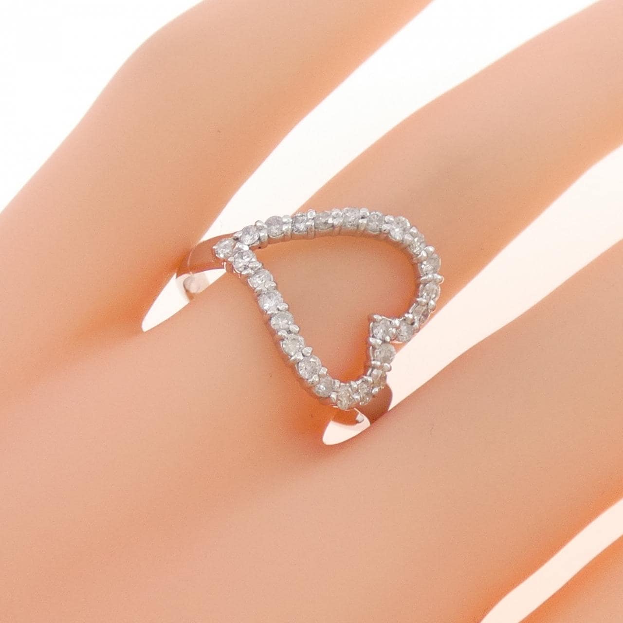 K18WG ハート ダイヤモンド リング 0.50CT