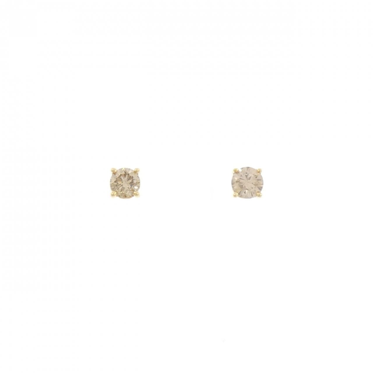 K18YG ソリティア ダイヤモンド ピアス 0.40CT