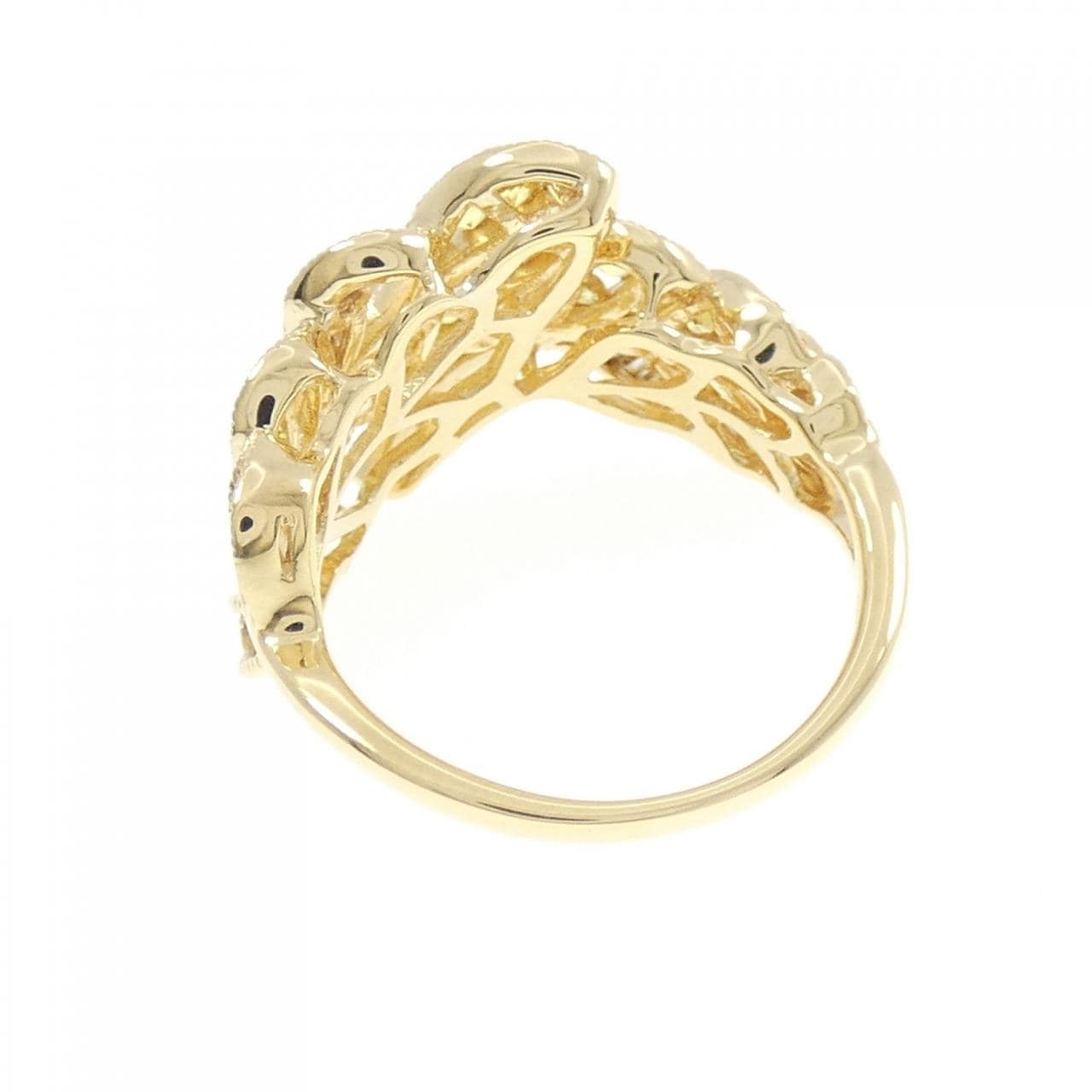K18YG リーフ サファイヤ リング 0.62CT