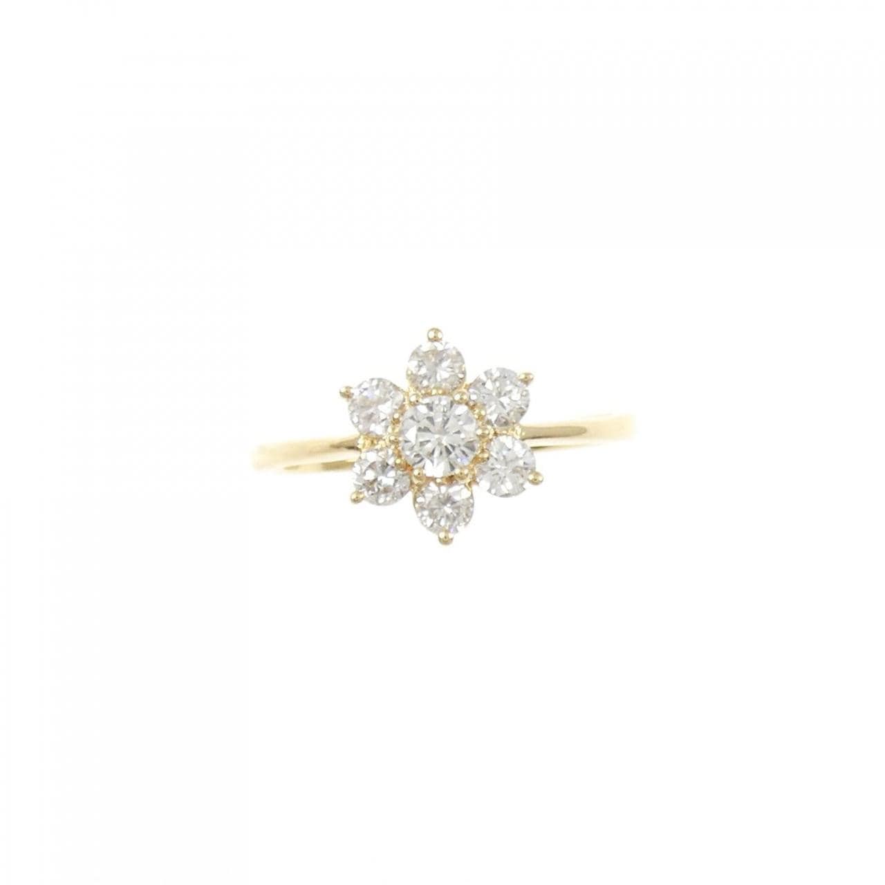 K18YG フラワー ダイヤモンド リング 0.55CT