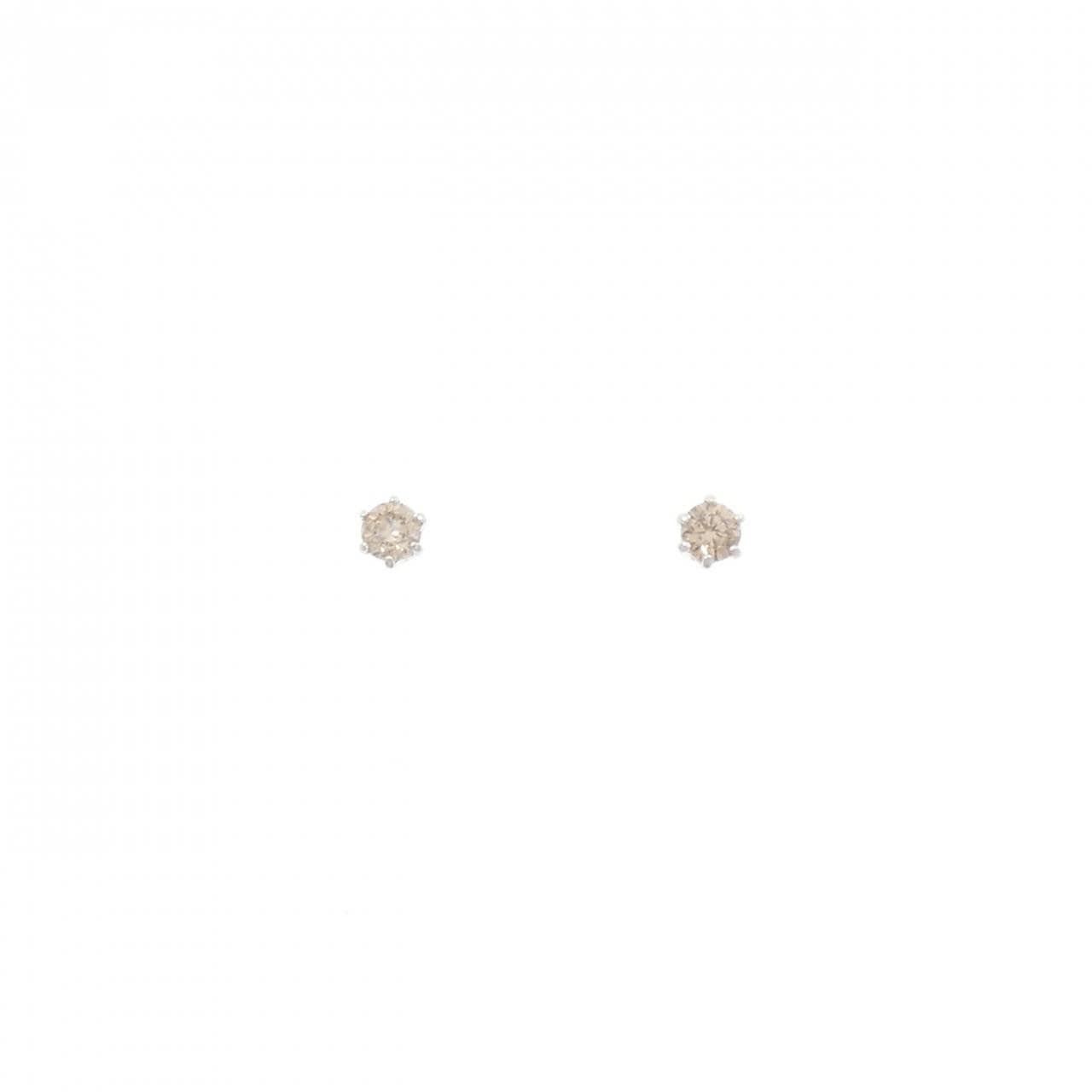 K18WG ソリティア ダイヤモンド ピアス 0.2CT