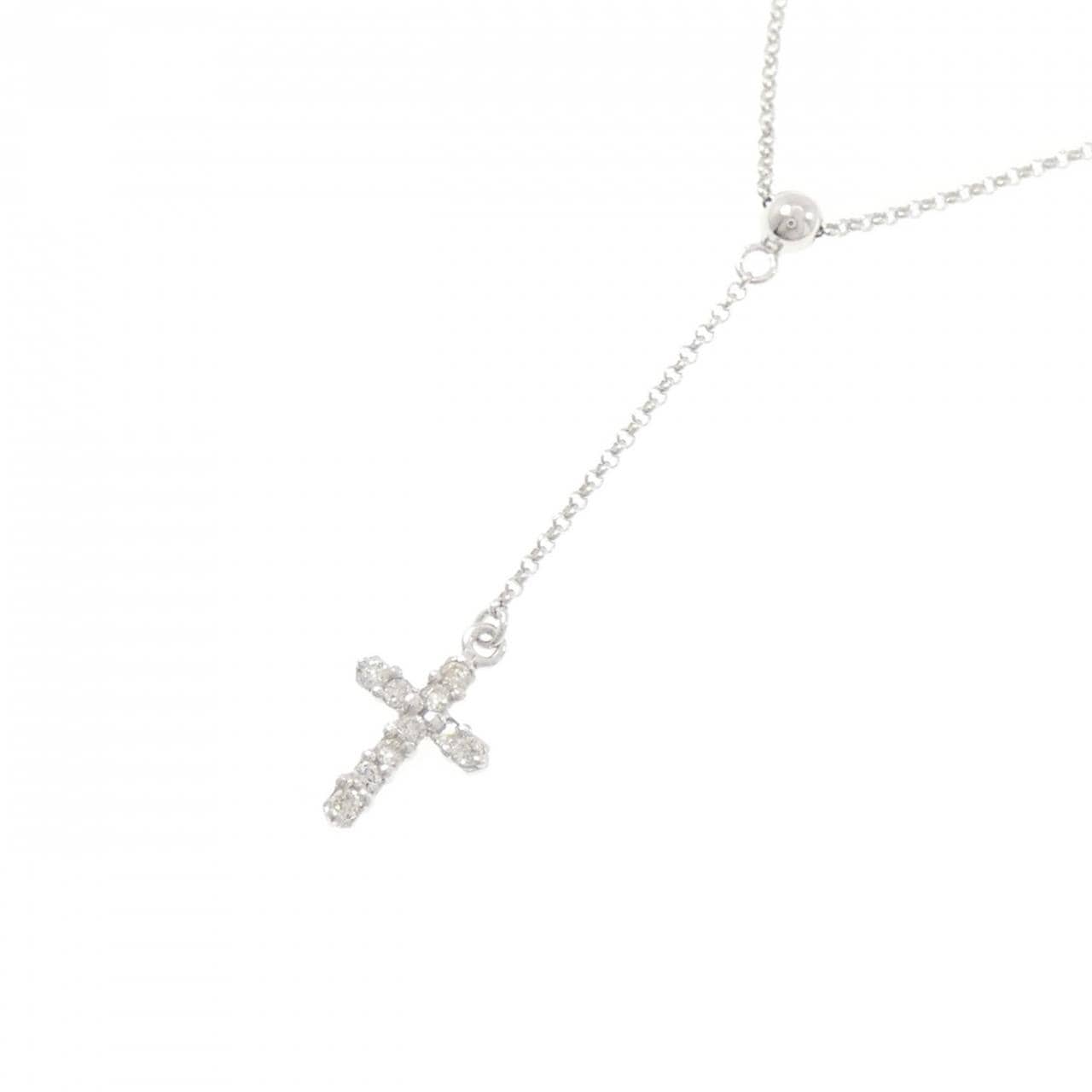 K18WG クロス ダイヤモンド ネックレス 0.1CT