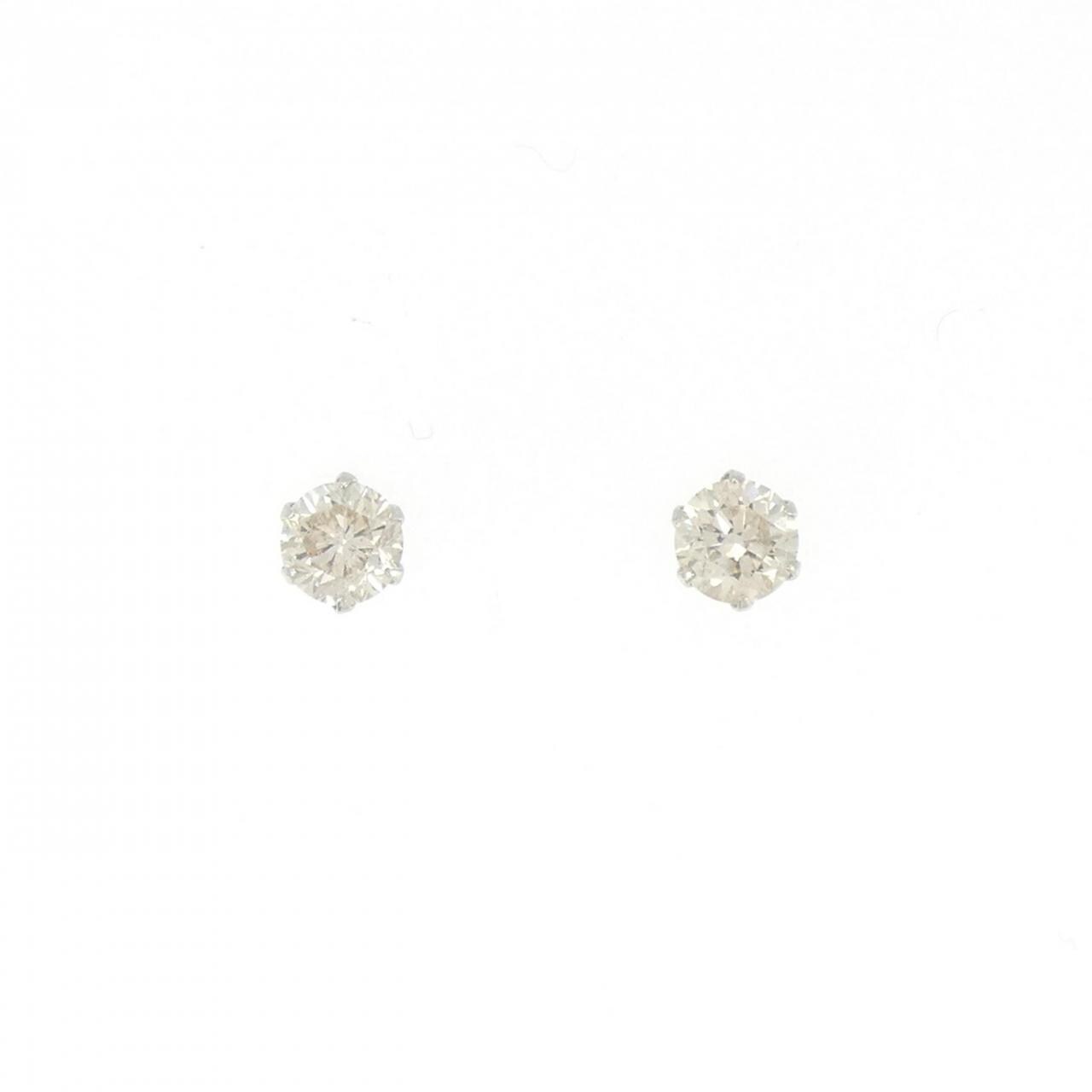 PT900 ソリティア ダイヤモンド ピアス 0.80CT