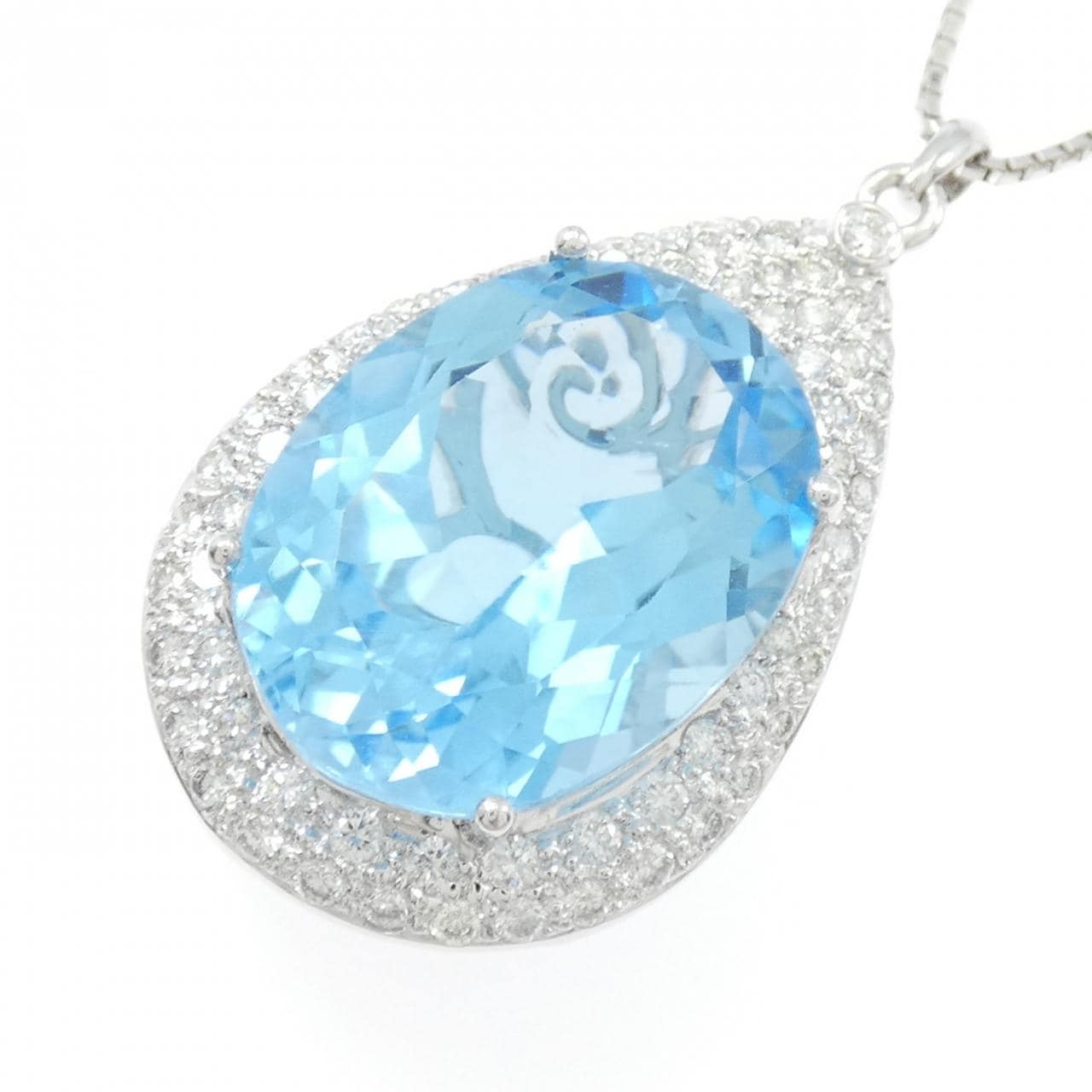 K18WG ブルートパーズ ネックレス 21.60CT
