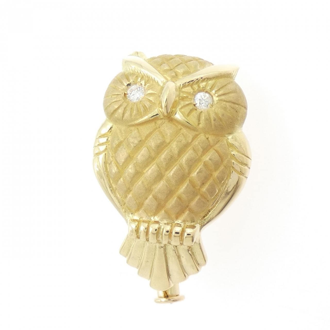 K18YG フクロウ ダイヤモンド ブローチ