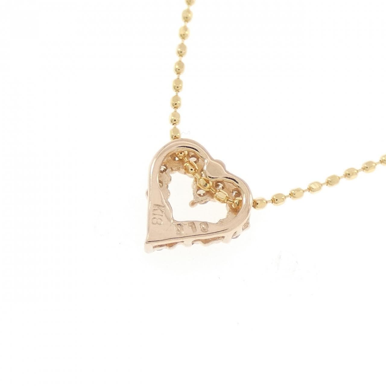 K18PG/K18YG ハート ダイヤモンド ネックレス 0.10CT