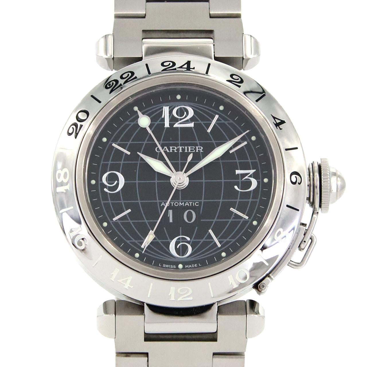 カルティエ パシャC GMTグランデデイト W31049M7 SS 自動巻