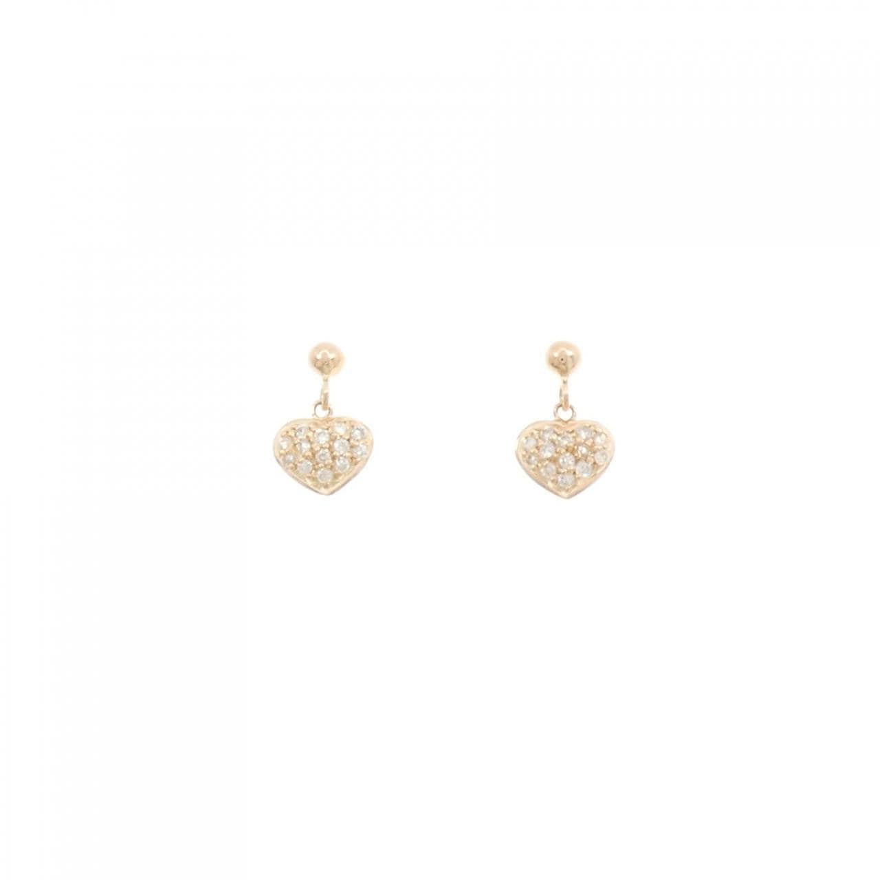 K18PG ハート ダイヤモンド ピアス 0.12CT