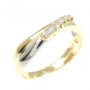 K18YG/PT900 ダイヤモンド リング 0.10CT