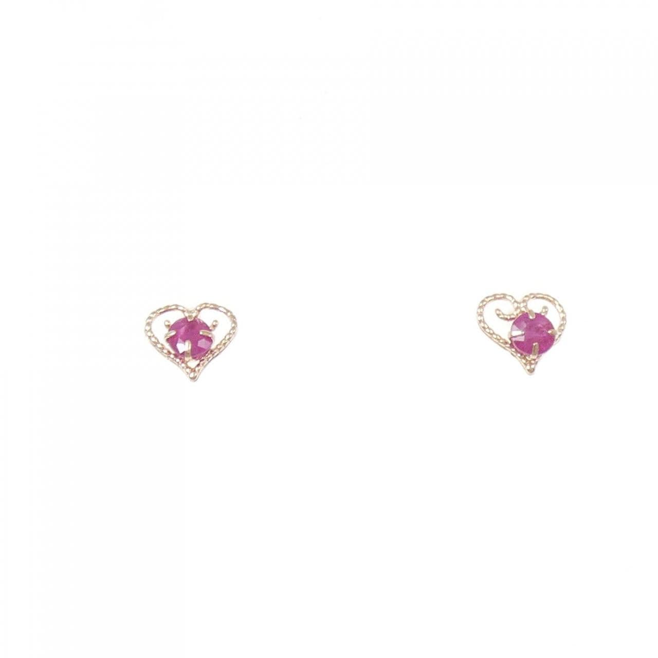 K10PG Heart Ruby Earrings