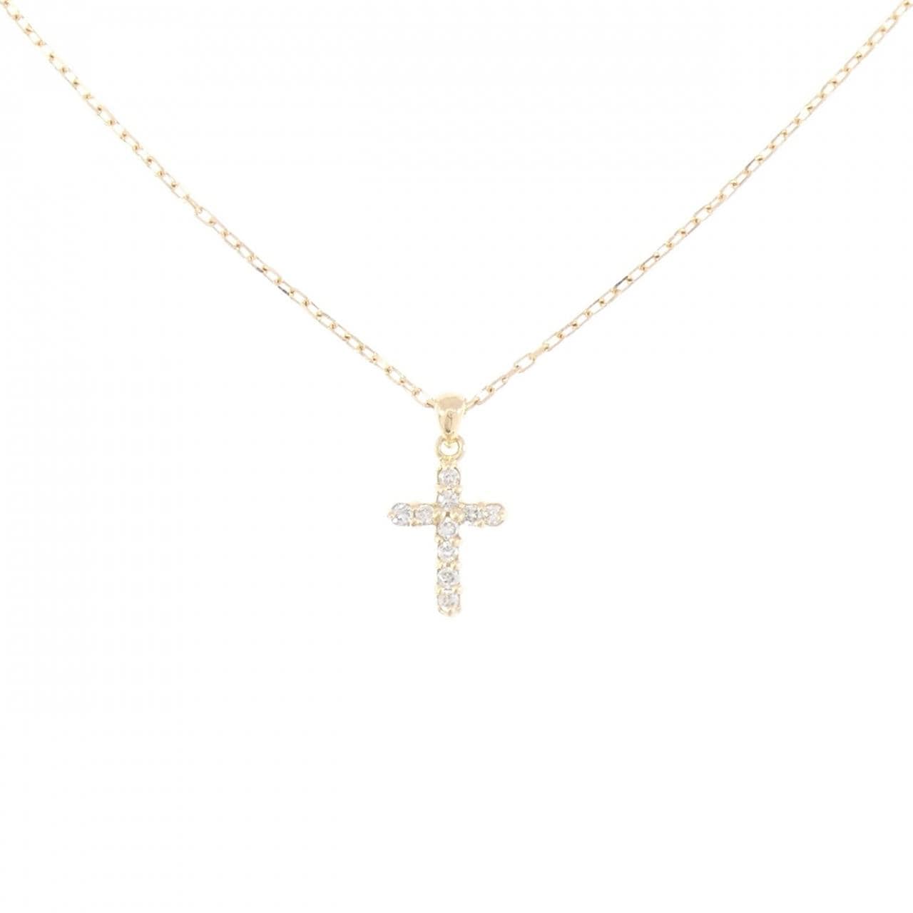 K18YG クロス ダイヤモンド ネックレス 0.1CT