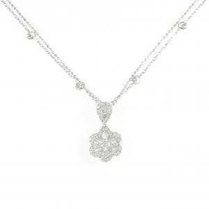 K18WG フラワー ダイヤモンド ネックレス 0.73CT