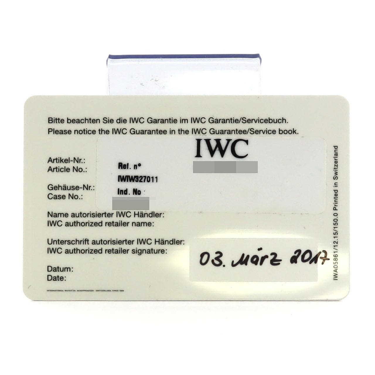 IWC パイロットウォッチ･マークXVIII IW327011 SS 自動巻