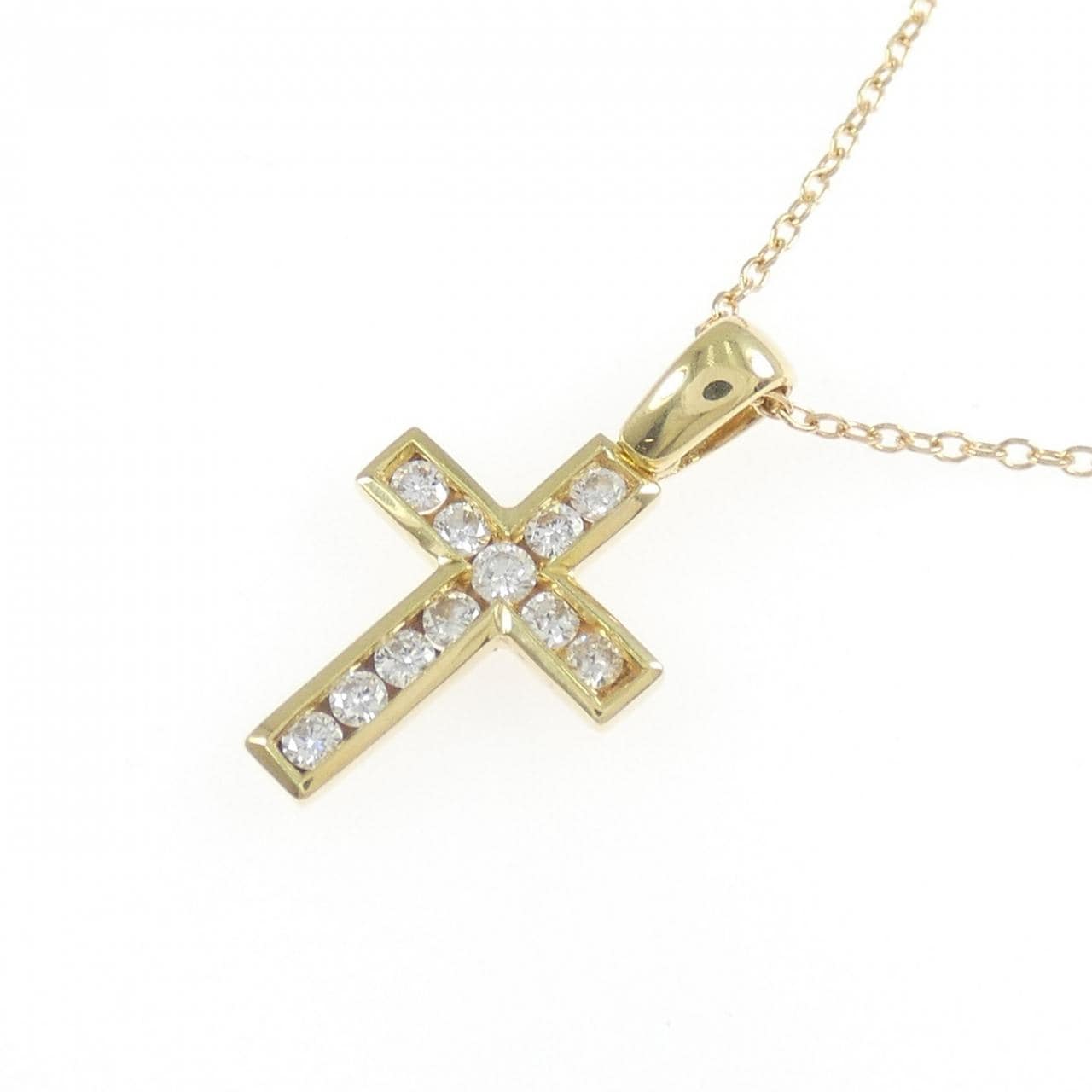 750YG/K18YG cross Diamond necklace