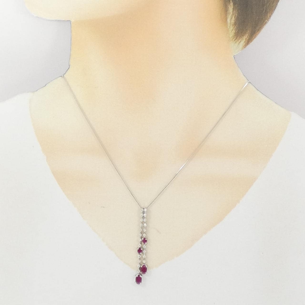 K18WG ルビー ネックレス 1.78CT
