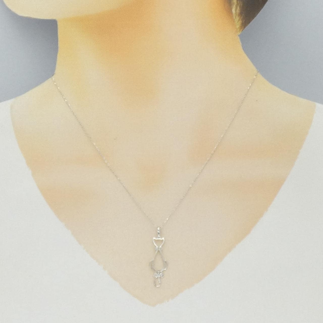 K18WG ダイヤモンド ネックレス 0.025CT
