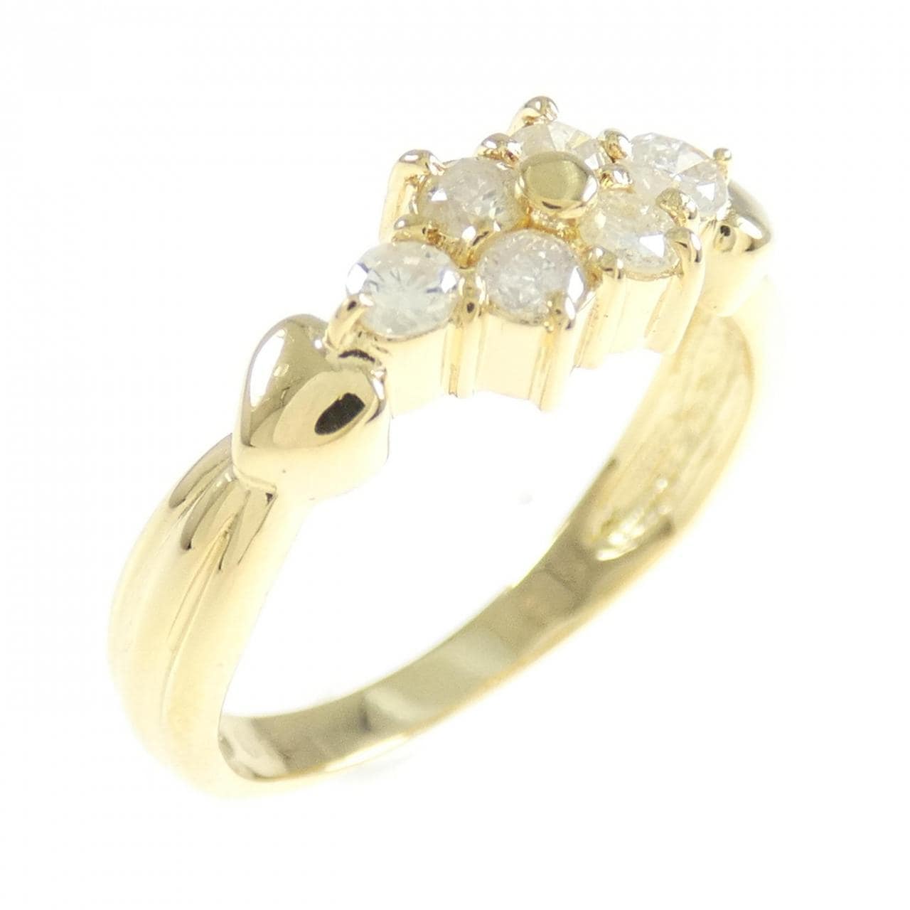 K18YG フラワー ダイヤモンド リング 0.30CT