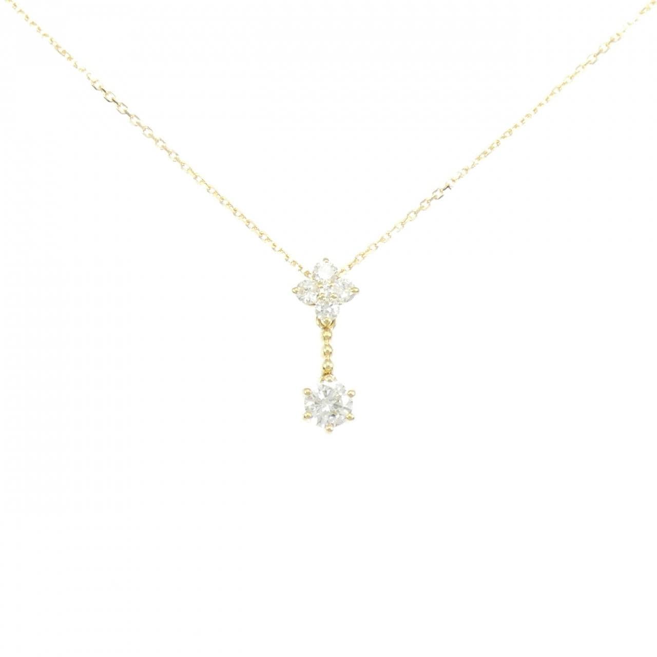 K18YG フラワー ダイヤモンド ネックレス 0.22CT