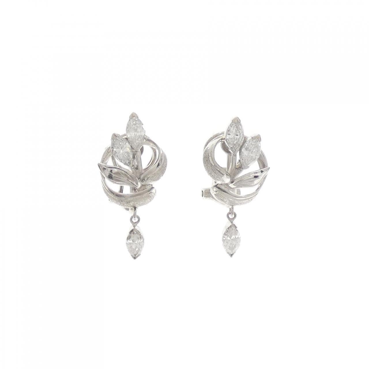 PT900 フラワー ダイヤモンド ピアス 1.06CT