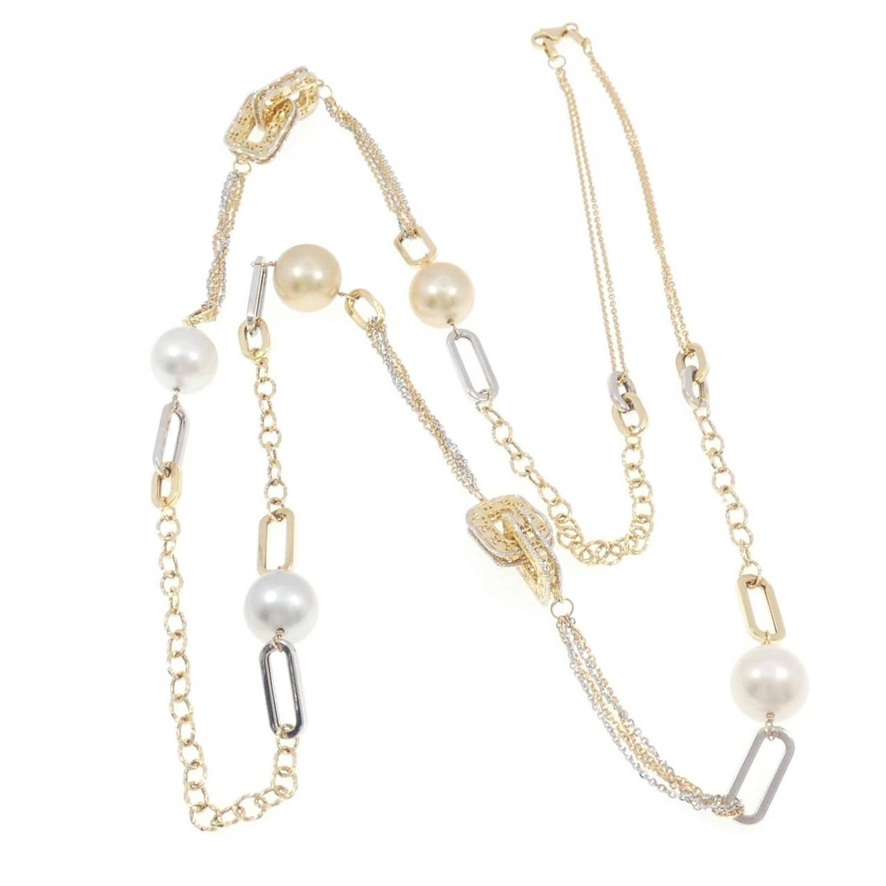 750YG/750WG 白蝶パール ネックレス