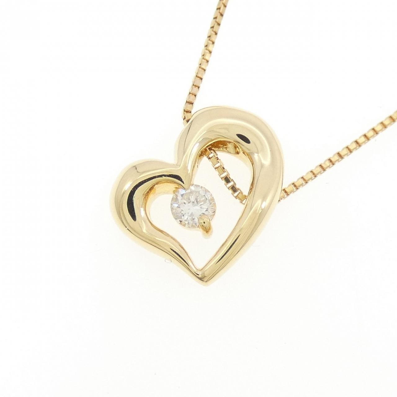K18YG ハート ダイヤモンド ネックレス 0.10CT