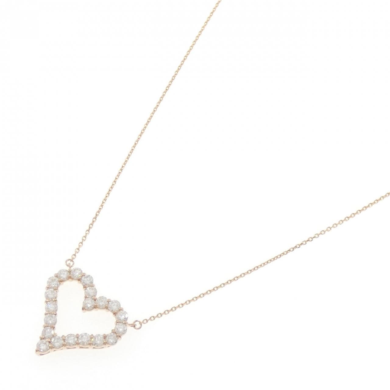 K18PG ハート ダイヤモンド ネックレス 2.00CT