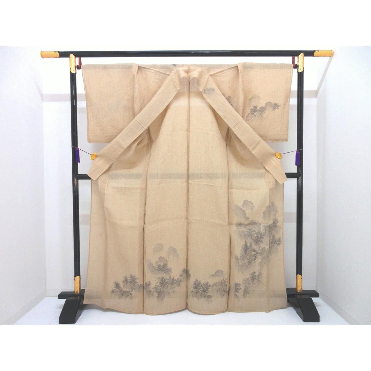 単衣　縮　友禅加工