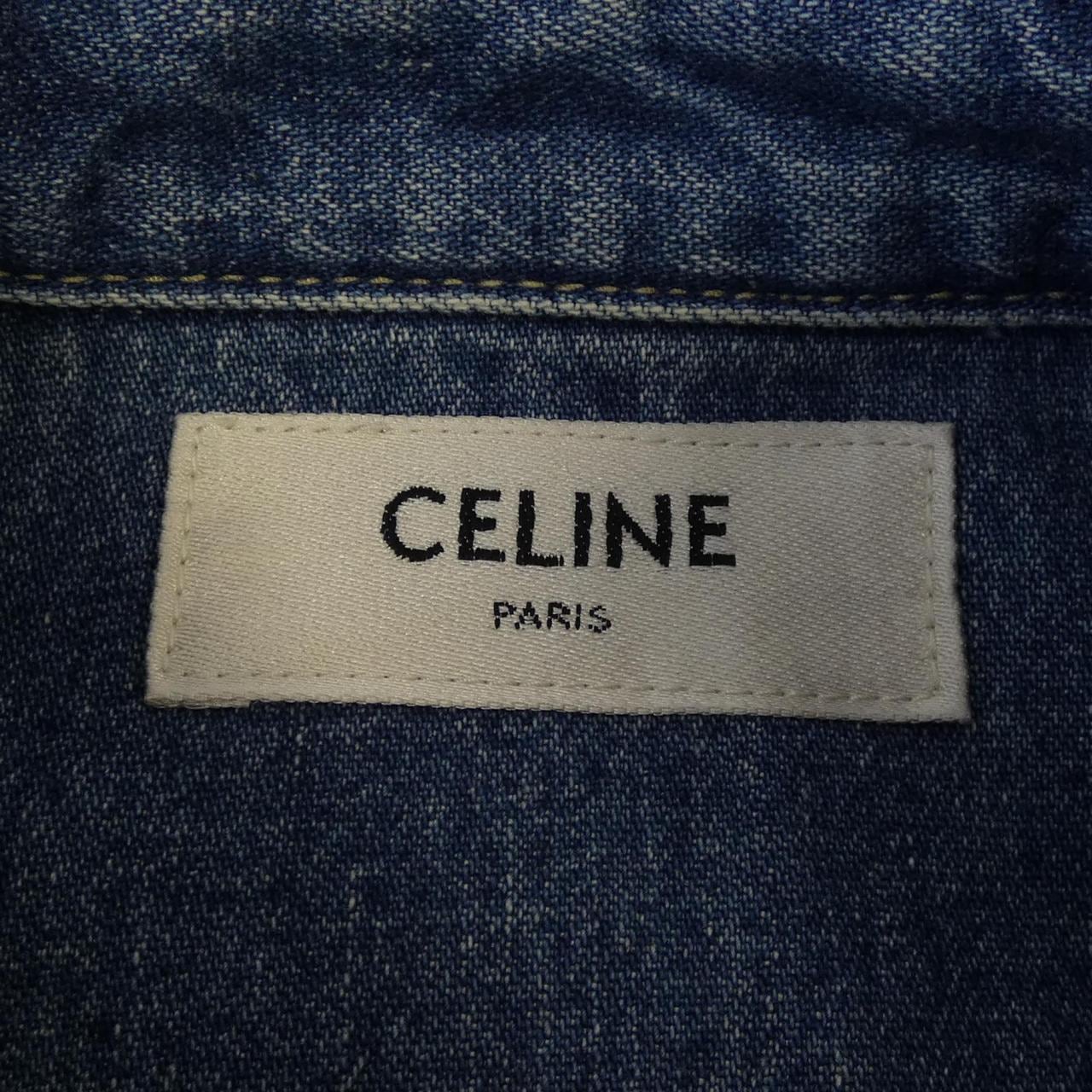 セリーヌ CELINE ユニオンオーシャンウォッシュデニム クロップドシャツ トリオンフ 2T187459N シャツ