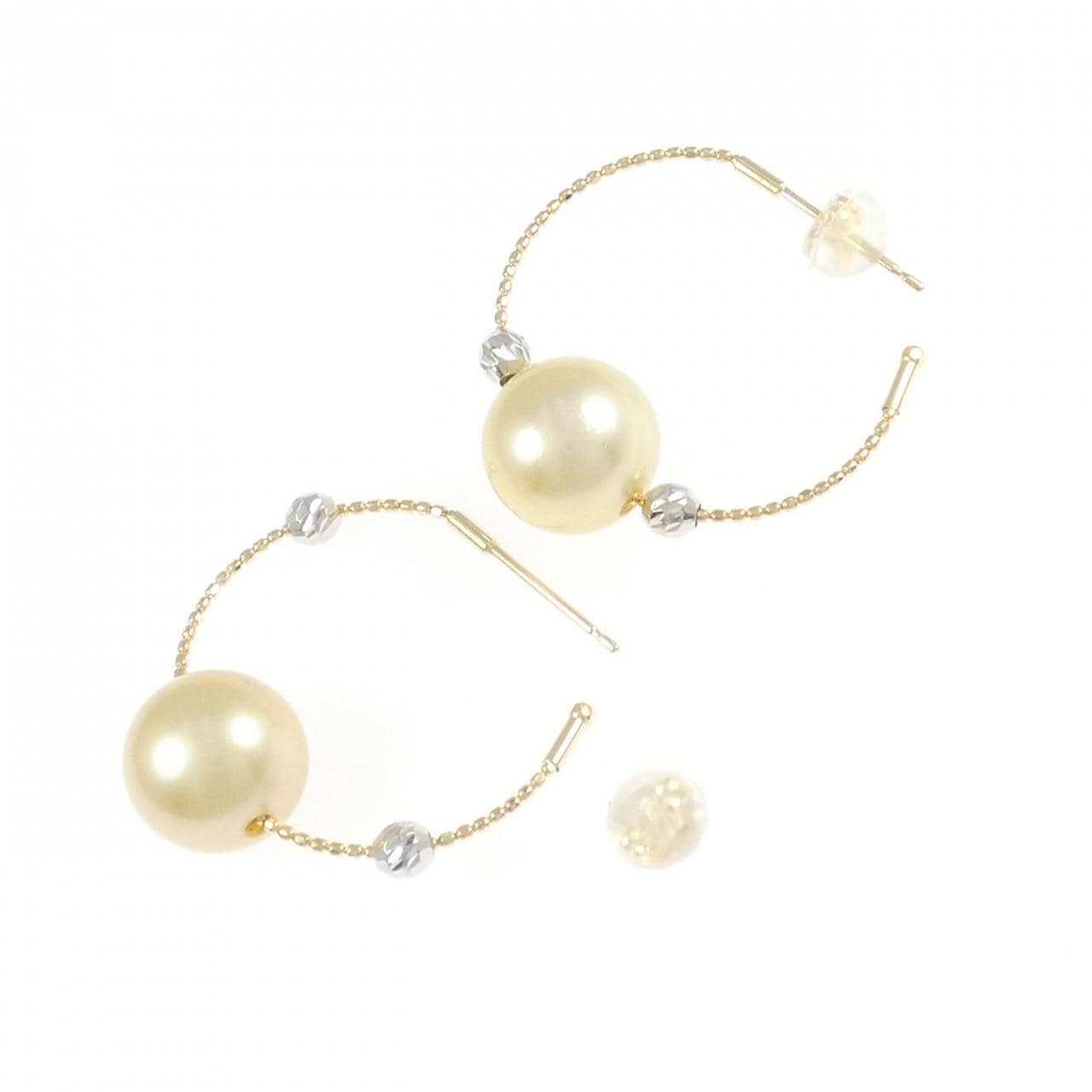 K18YG/K18WG 白蝶パール ピアス 9.7mm