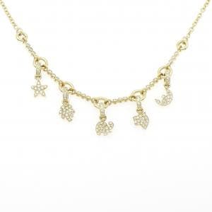 750YG スター×ムーン パヴェ ダイヤモンド ネックレス