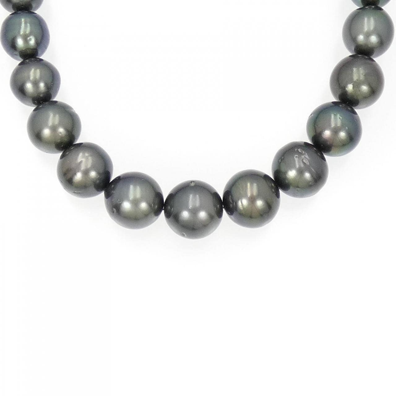 Silver clasp black pearl necklace 10-13mm
