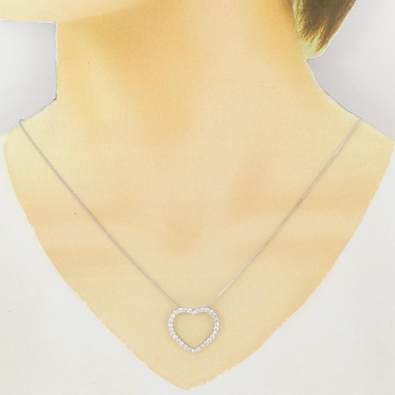 K18WG ハート ダイヤモンド ネックレス 1.00CT