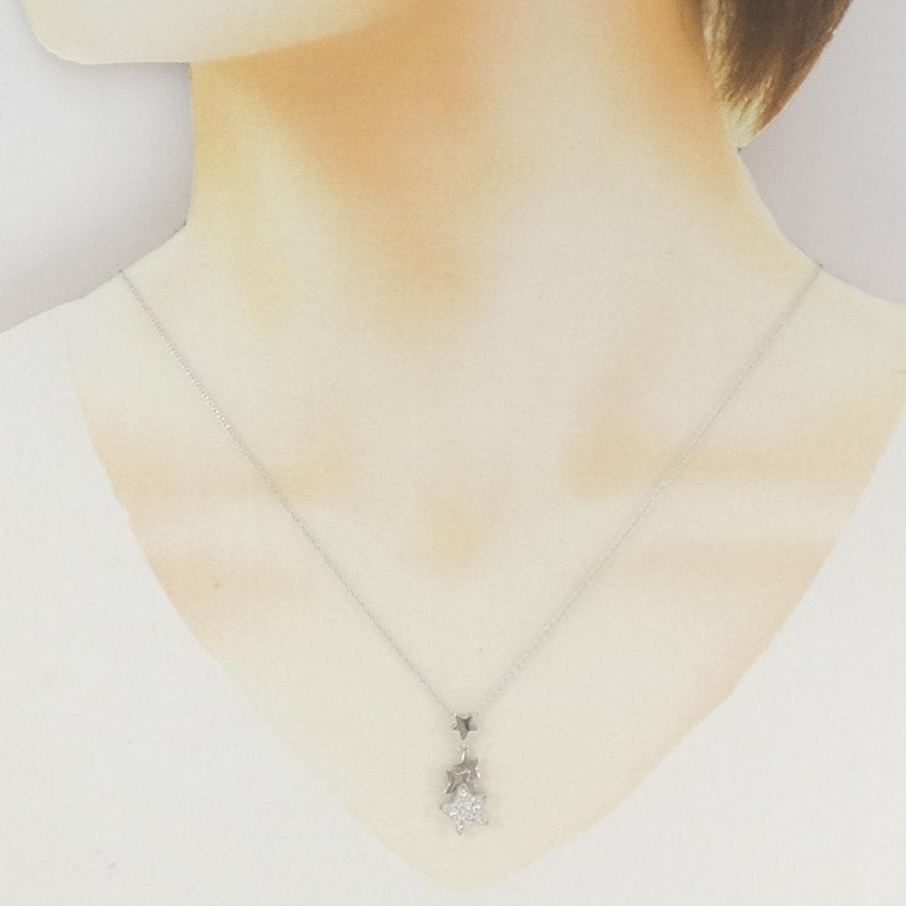K18WG スター ダイヤモンド ネックレス 0.20CT