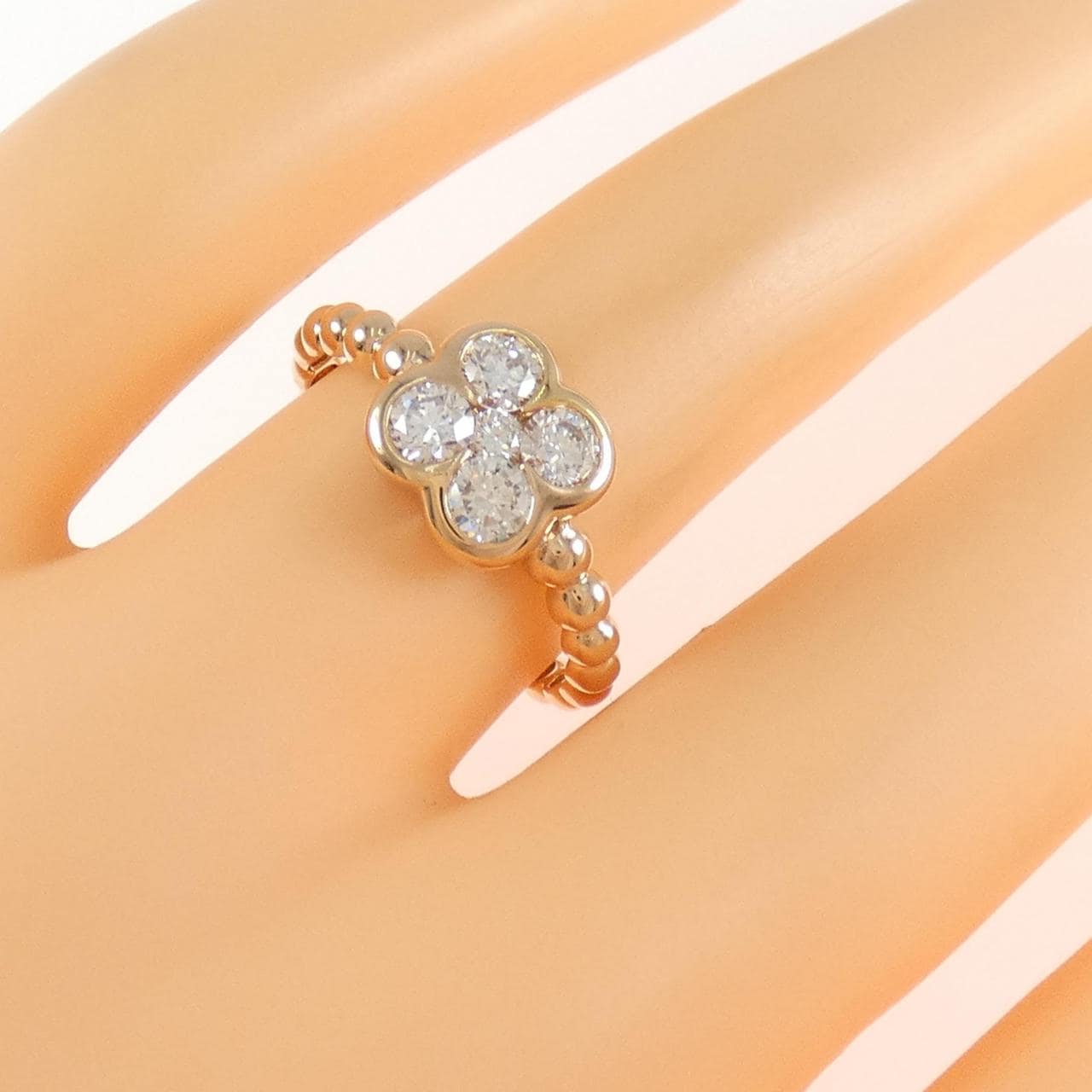 K18PG フラワー ダイヤモンド リング 0.58CT
