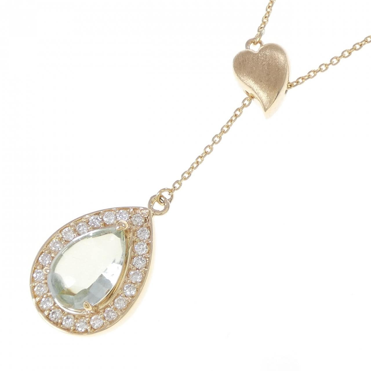 K14YG/K18YG ハート クオーツ ネックレス 2.00CT