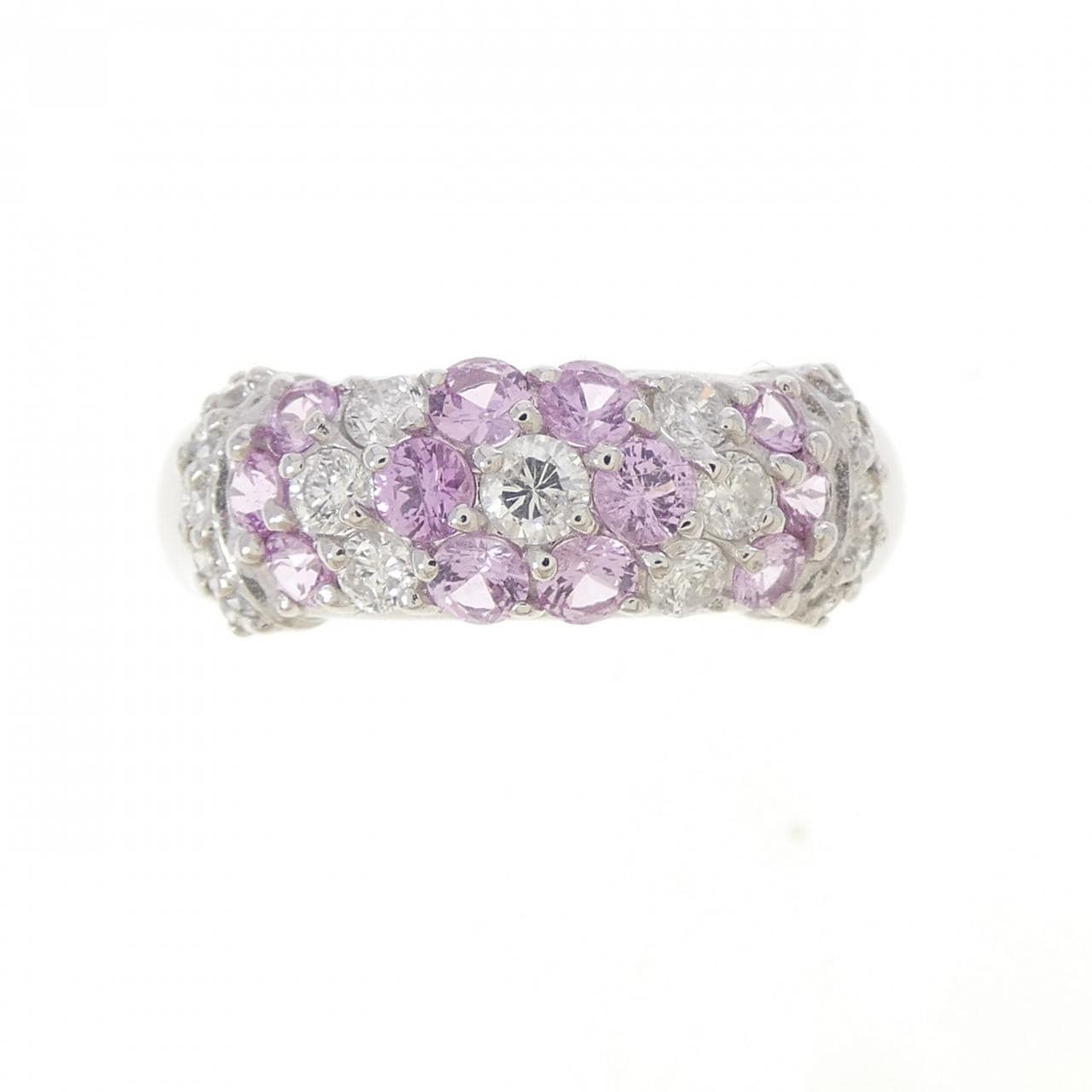 K18WG フラワー サファイヤ リング 0.50CT