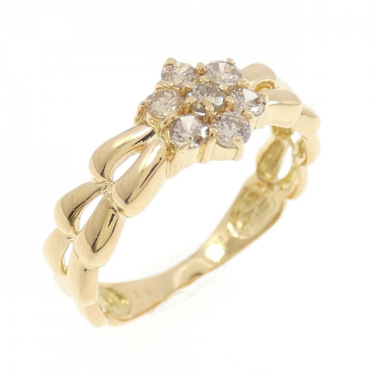 K18YG フラワー ダイヤモンド リング 0.30CT