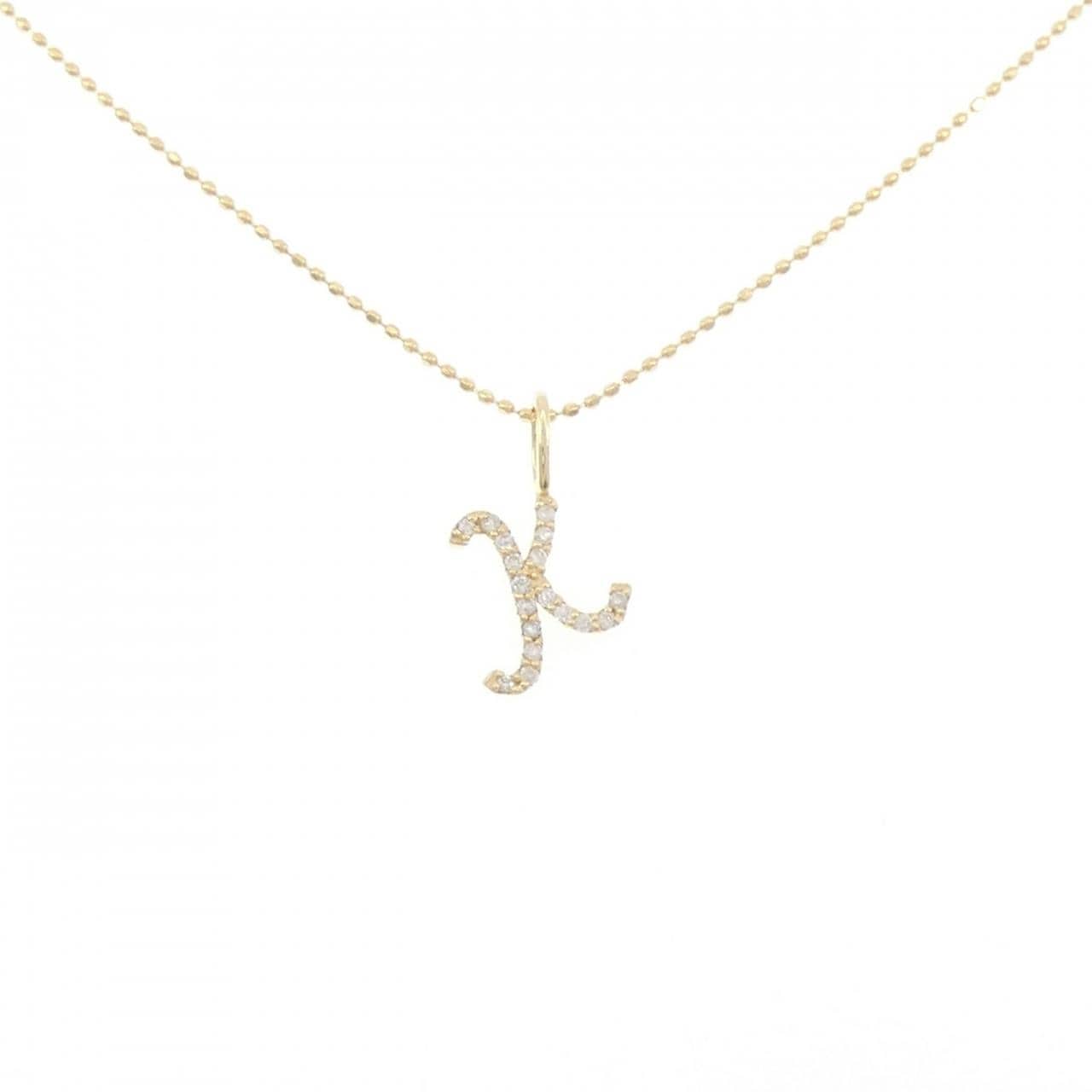 K18YG イニシャルK ダイヤモンド ネックレス 0.08CT