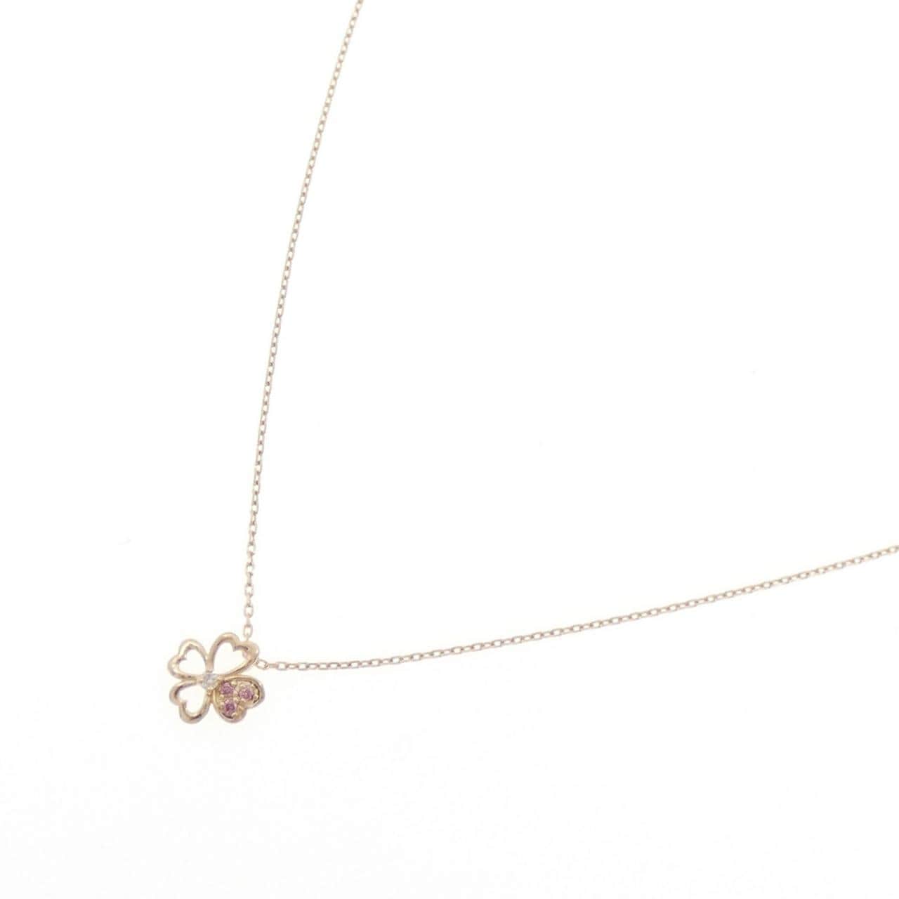 K10PG フラワー ダイヤモンド ネックレス 0.02CT