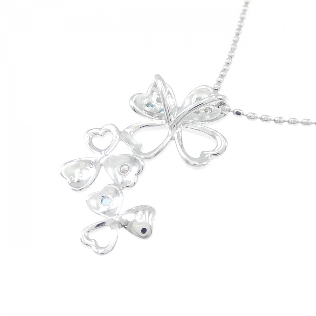 K18WG クローバー トルマリン ネックレス 0.05CT