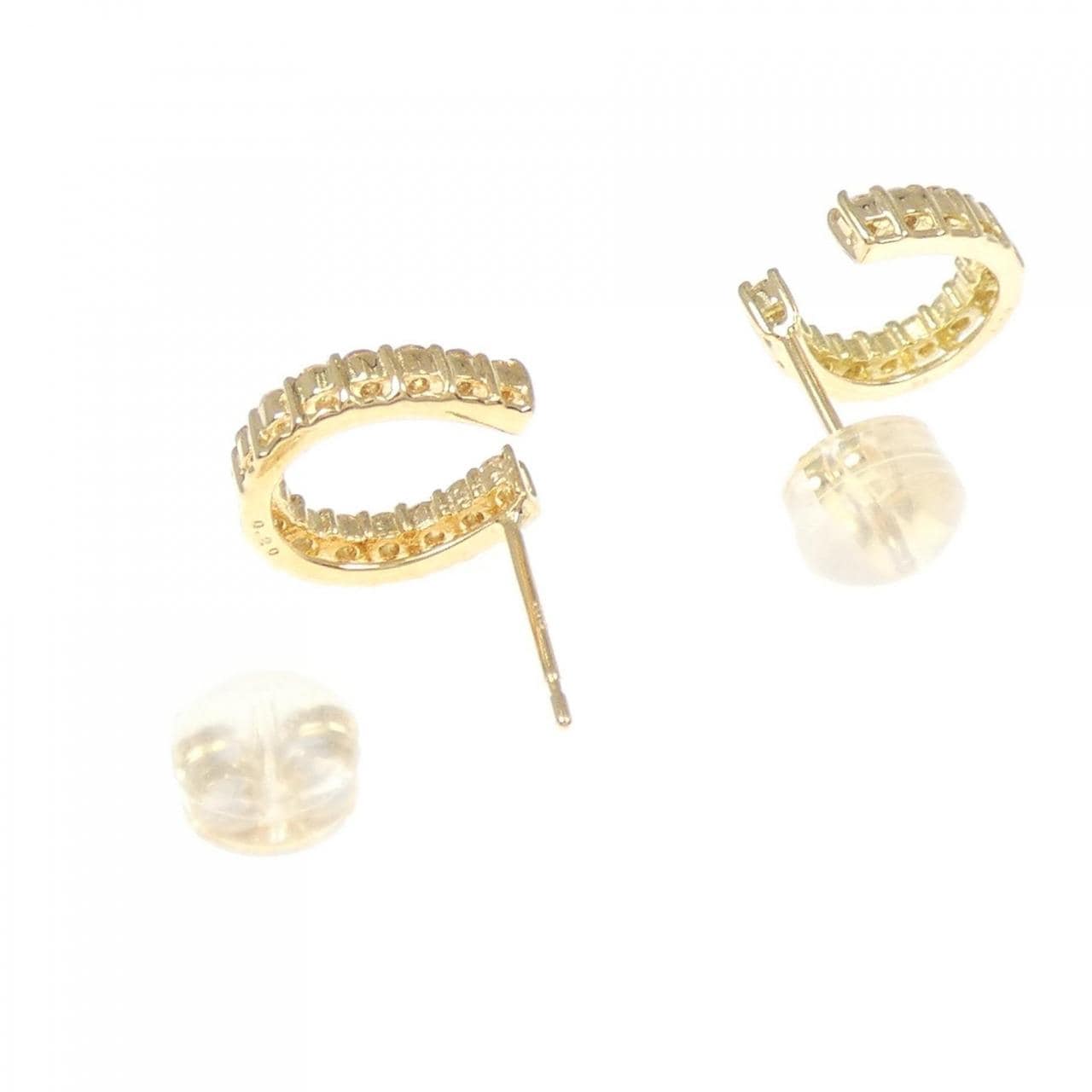 【新品】K18YG ホースシュー ダイヤモンド ピアス 0.40CT